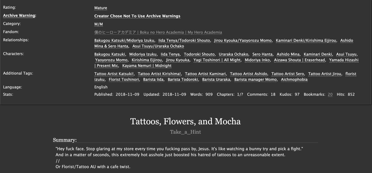 Tattoos, Flowers, and Mocha